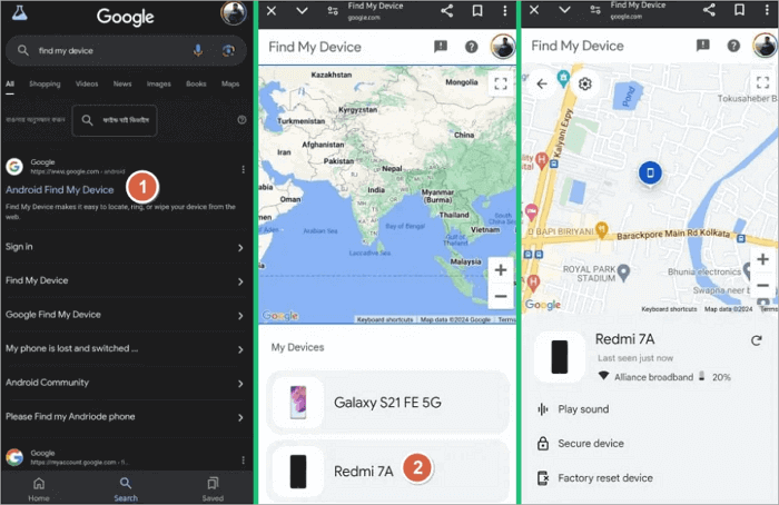 find a lost phone that is dead with find my device