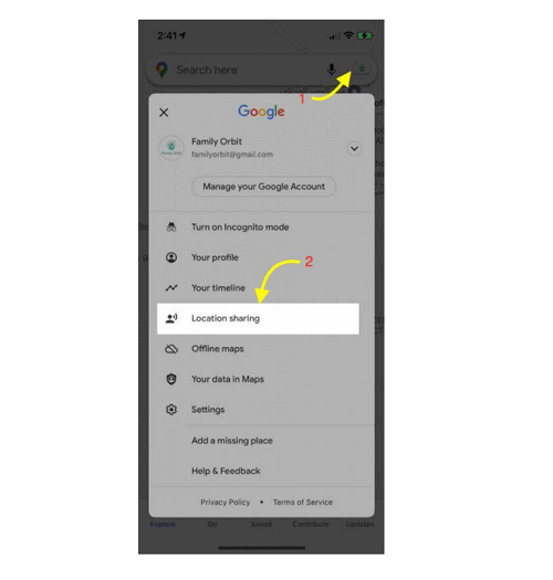 location sharing on google maps
