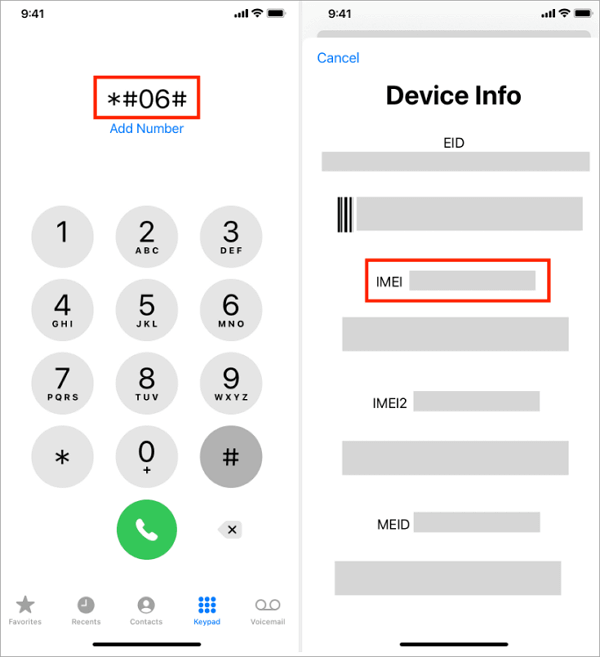 see imei on iphone