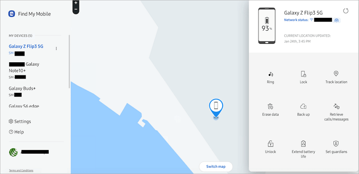 show location in find my mobile